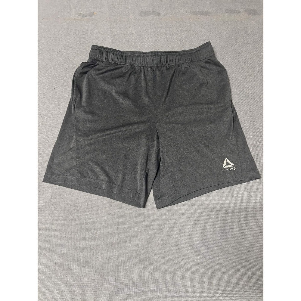 Reebok Mens Athletic Training Shorts Gray Polyester Gym Running Large L